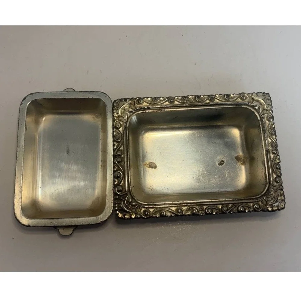 Vintage Made in Occupied Japan Silver Plated‎ Butter Dish Ornate Repousse Floral